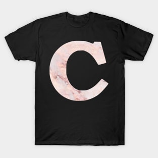 The Letter C Pink Marble Design T-Shirt